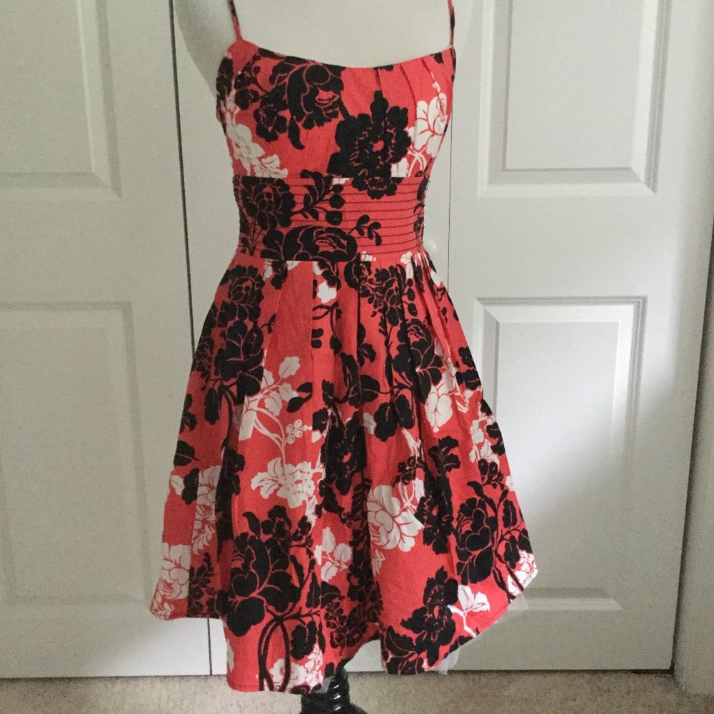 Coral and Black semi-formal dress